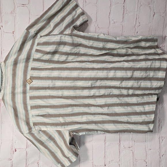 PRANA Striped Diamond Pattern Short Sleeve Button Down Shirt Mens Size XL - Picture 6 of 9